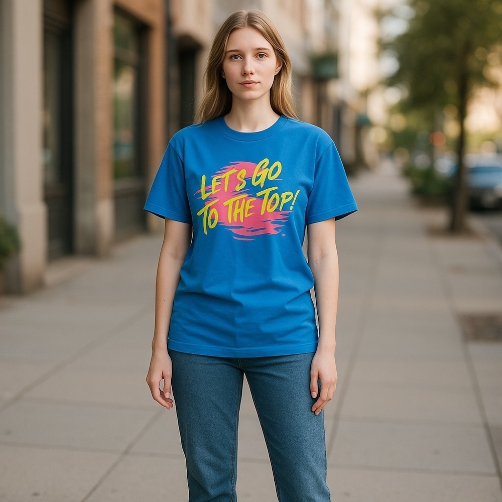Vintage Single Stitch Blue Hot Pink Let’s Go To The Top T-Shirt